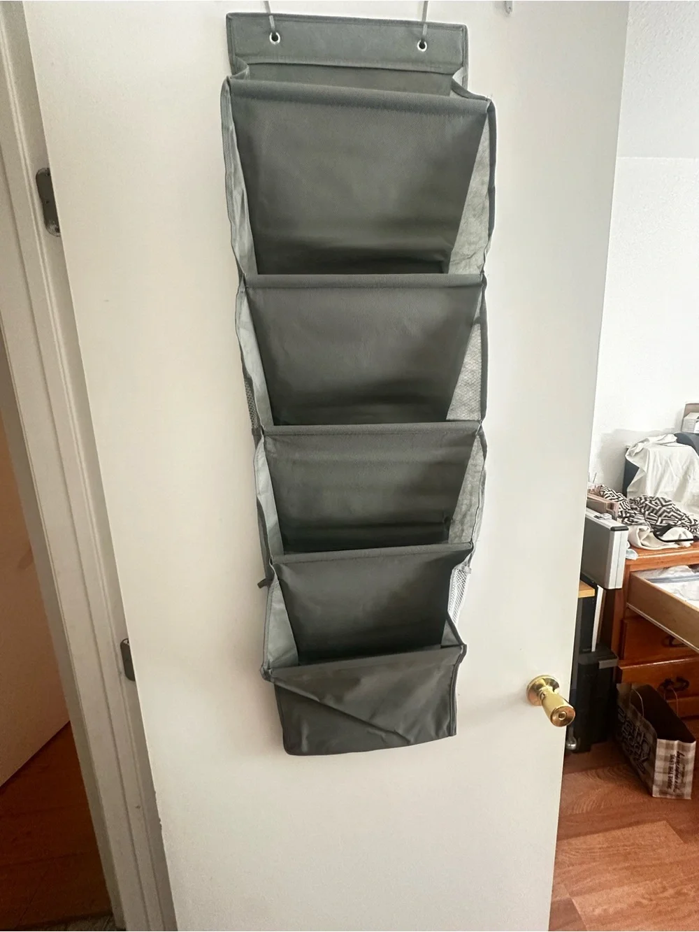 Over-the-Door Hanging Storage Organizer - Gray 5 Pockets